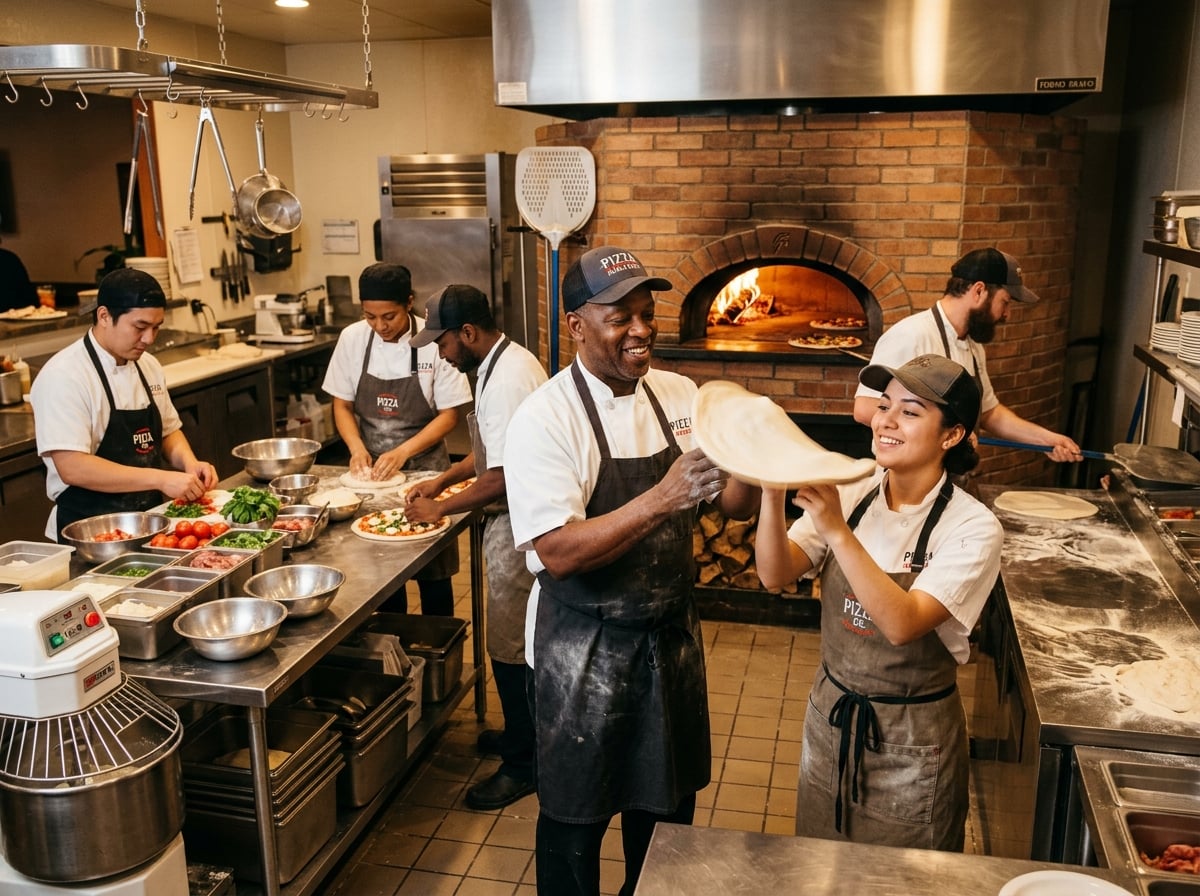 Equipo de Luna's en entrenamiento de cocina profesional